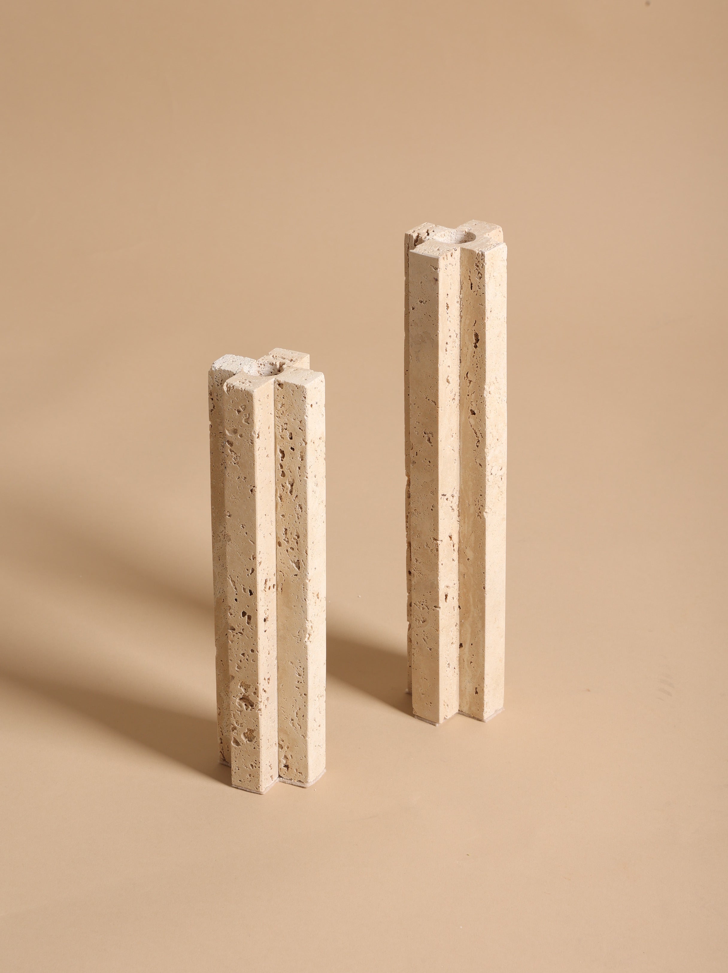 Tall Travertine Candle Holder