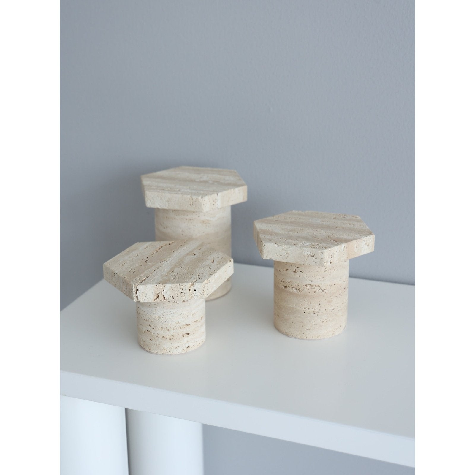 Wide Travertine Candle Holder